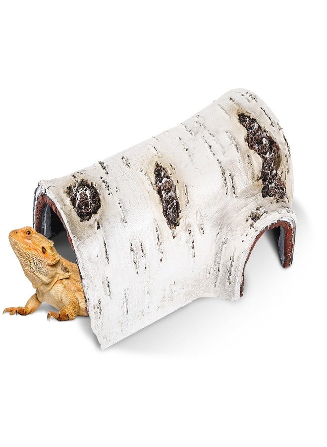 DINTSTYLE Reptile Hideout for Terrariums,Aquarium Resin Bark Terrarium Decor,Bearded Dragon Cave,Hermit Crab Shelter,Leopard Gecko Hiding Spot,Tarantula Decor,Large Iguana Tank Accessories,Hamster Hides(S) - Image 1